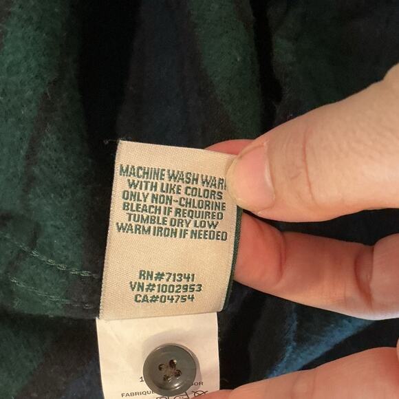 L.L.Bean Womens Flannel Button Up Shirt Size M Petites Green Plaid Fall Outdoor - Picture 9 of 9